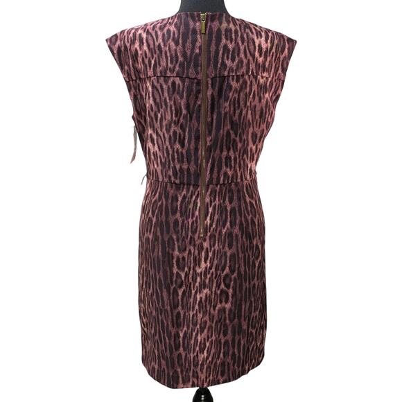 NWT Michael Kors Sheath Dress Purple Animal Print Knee Length Women’s Sz 8 - Picture 3 of 16